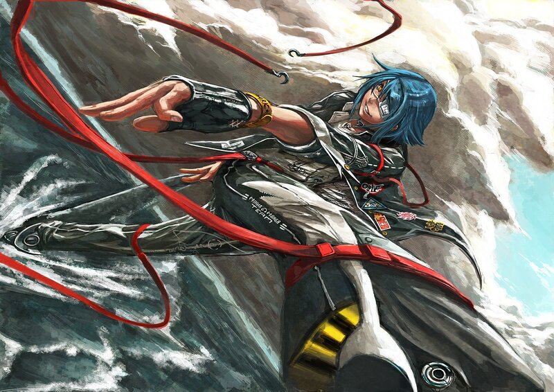 Blue-haired Character in Action — Blue