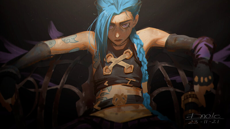 Blue-haired Character in Armor — Blue