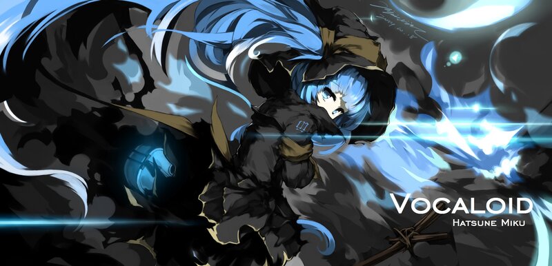 Blue-haired Character in Cloak — Black