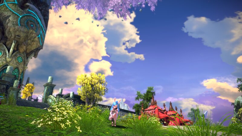 Blue-haired Character in Field