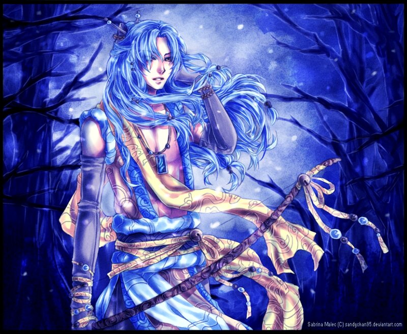 Blue-haired Character in Forest — Blue