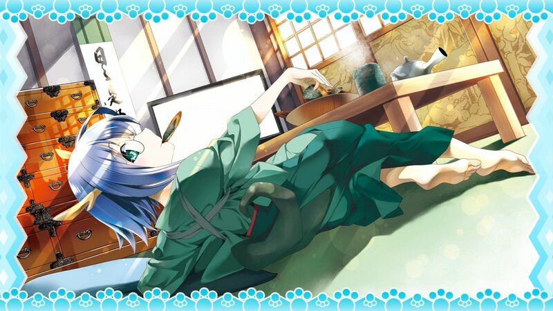 Blue-haired Character in Kimono — Green