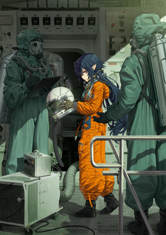 Blue-haired Character in Orange Suit