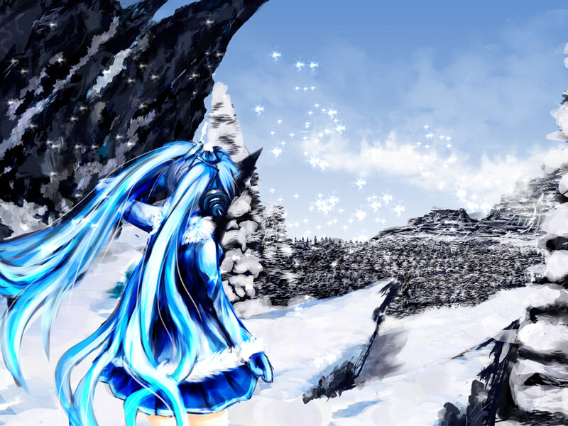Blue-haired Character in Snow — Blue