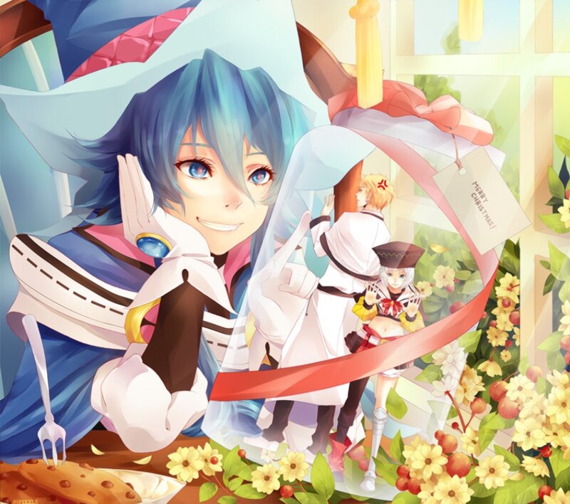 Blue-haired Character in Winter