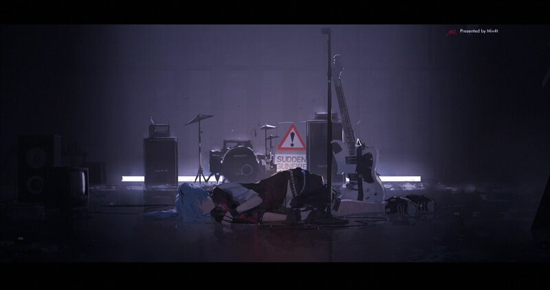 Blue-haired Character Lying Down — Purple