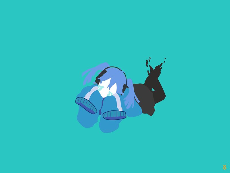 Blue-haired Character Lying — Teal
