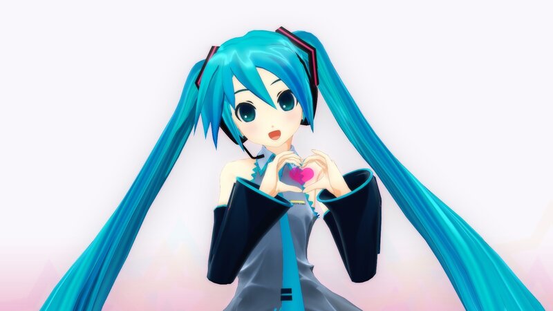 Blue-haired Character Making Heart