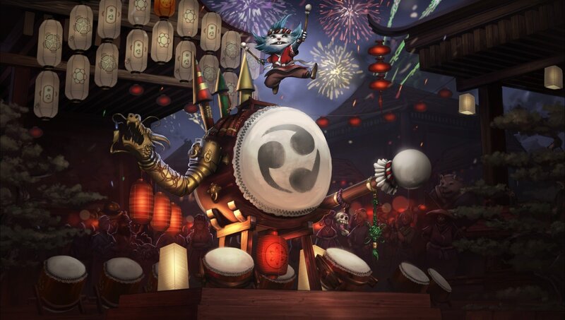 Blue-haired Character on Drum