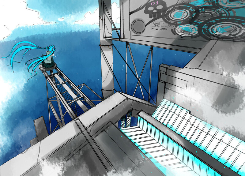 Blue-haired Character on Platform