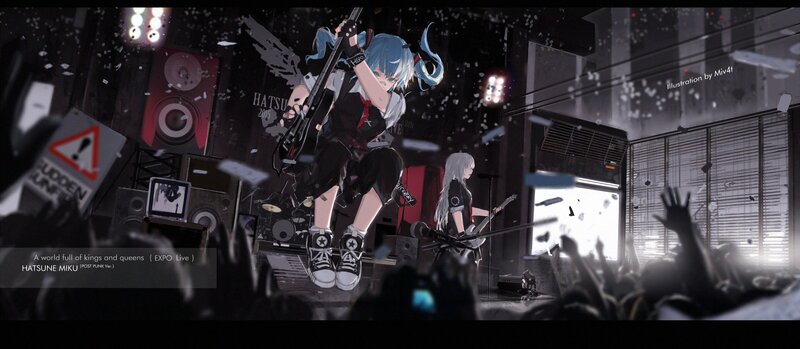 Blue-haired Character on Stage