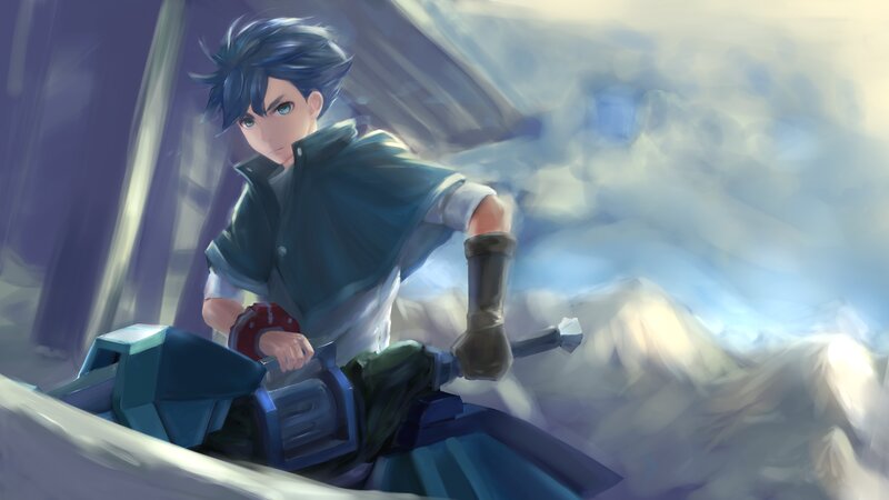 Blue-haired Character on Vehicle