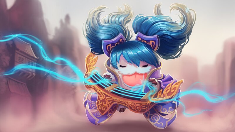 Blue-haired Character Playing Instrument