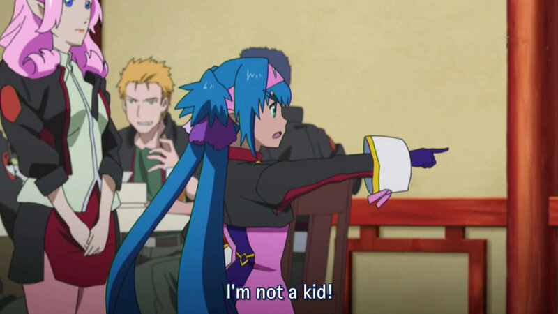 Blue-haired Character Pointing