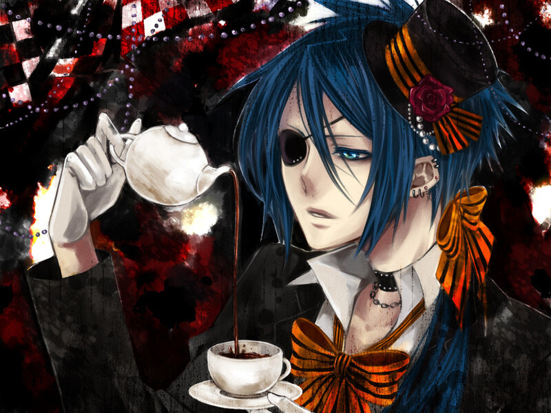 Blue-haired Character Pouring Tea
