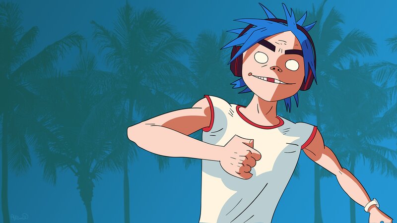 Blue-haired Character Running