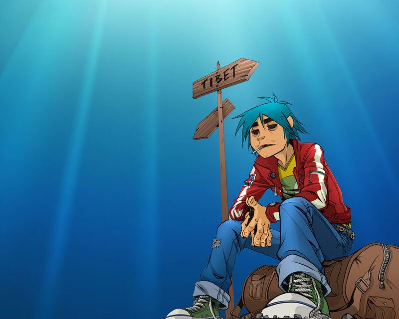 Blue-haired Character Sitting — Blue, Dramatic