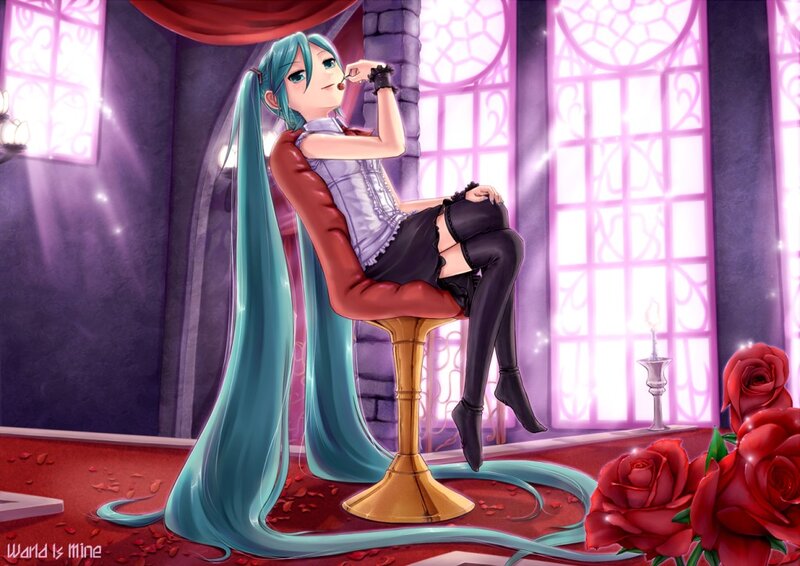 Blue-haired Character Sitting — Purple
