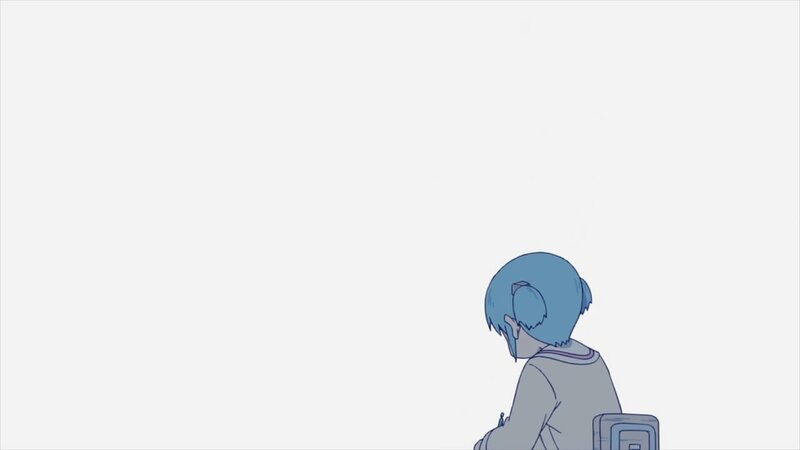 blue-haired character sitting