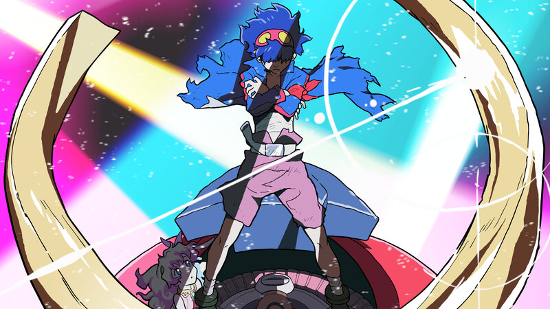 Blue-haired Character Standing — Blue, Dramatic
