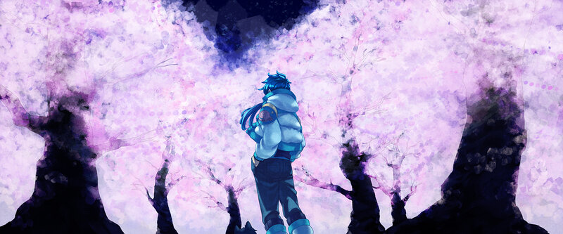 Blue-haired Character Standing