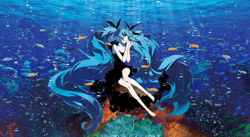 Blue-haired Character Underwater — Blue, Serene, Anime