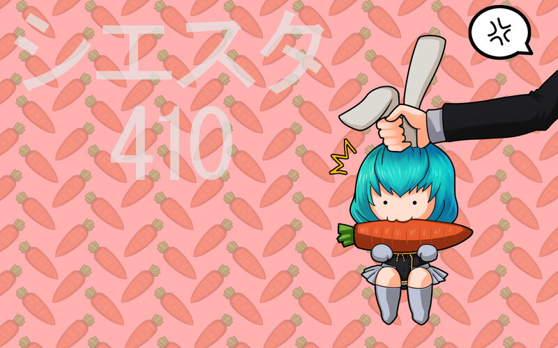 Blue-haired character with carrot