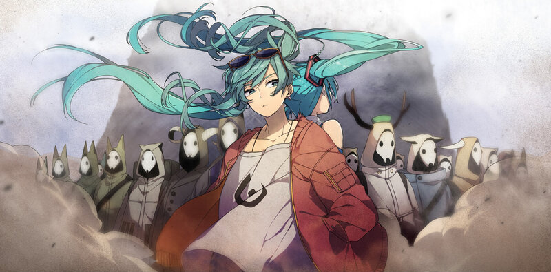 Blue-haired Character with Creatures
