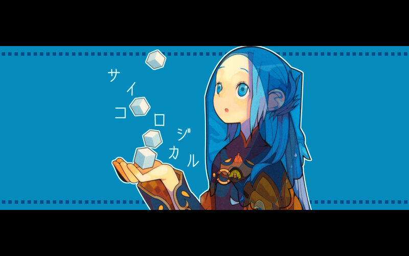 blue-haired character with cubes