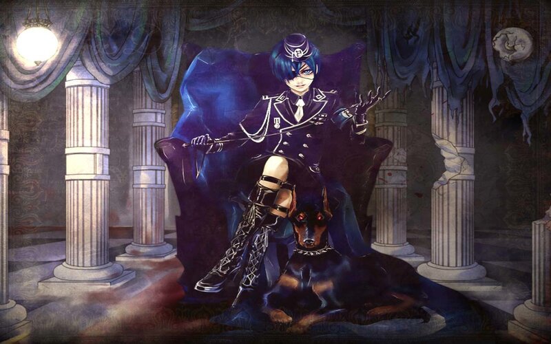 Blue-haired Character with Dog