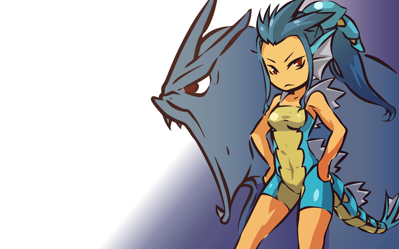 Blue-haired Character with Dragon