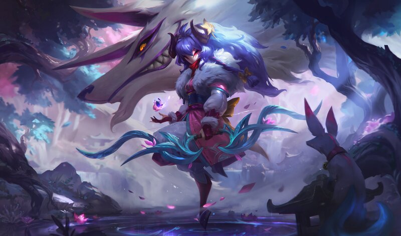 Blue-haired Character with Fox