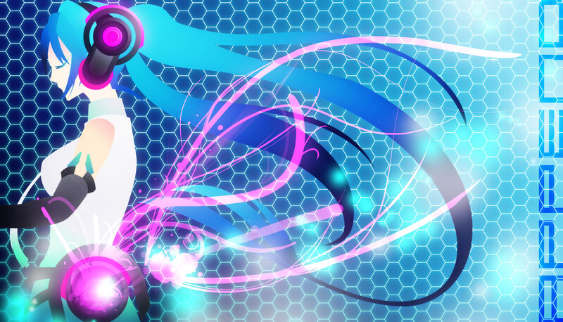 Blue-haired Character with Headphones