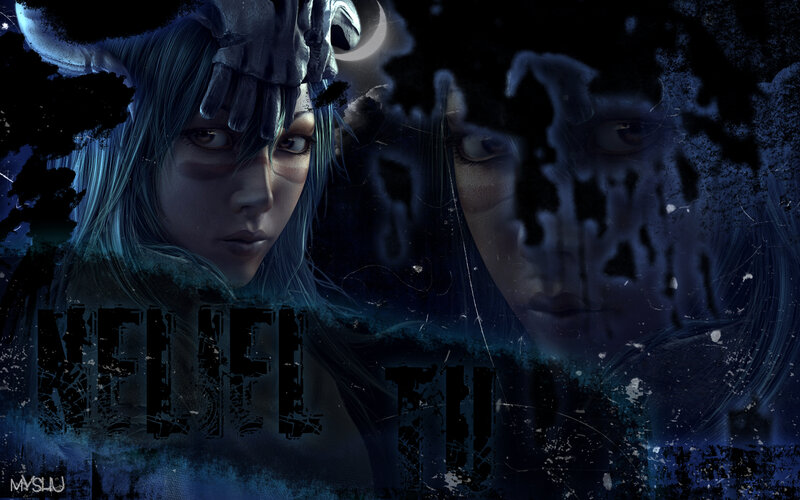 Blue-haired Character with Horns — Blue, Dark, Night
