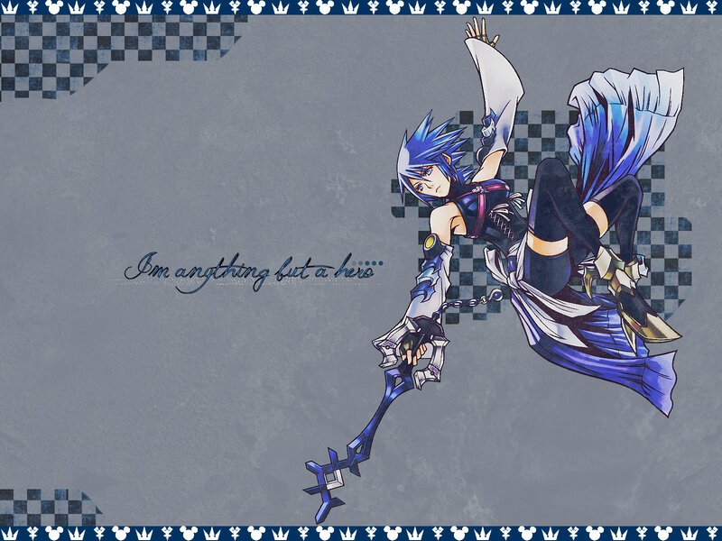 Blue-haired Character with Keyblade — Blue, Dramatic