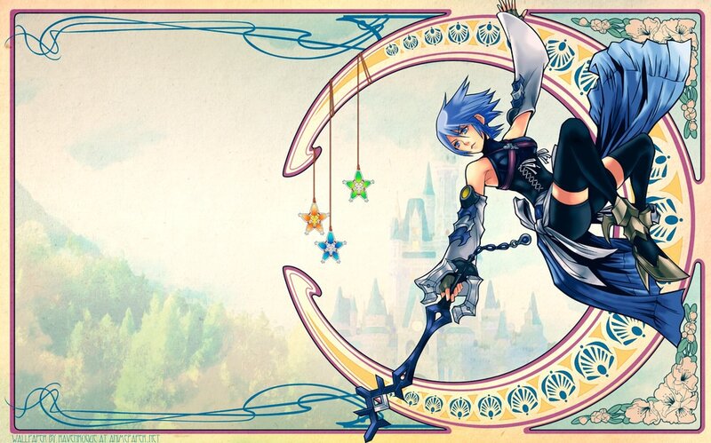 Blue-haired Character with Keyblade — Blue