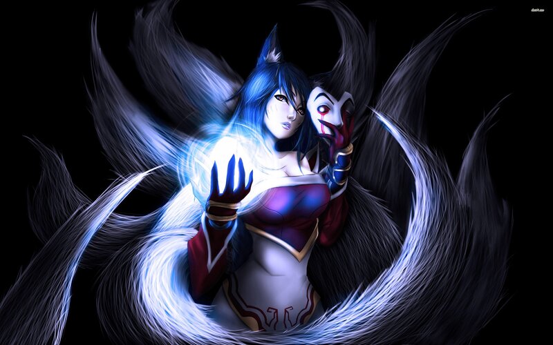 Blue-haired Character with Mask — Black, Dramatic
