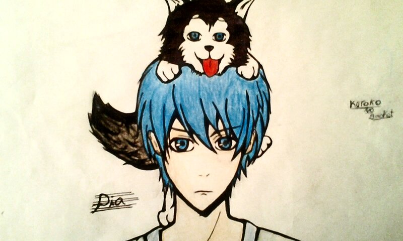 Blue-haired Character with Puppy
