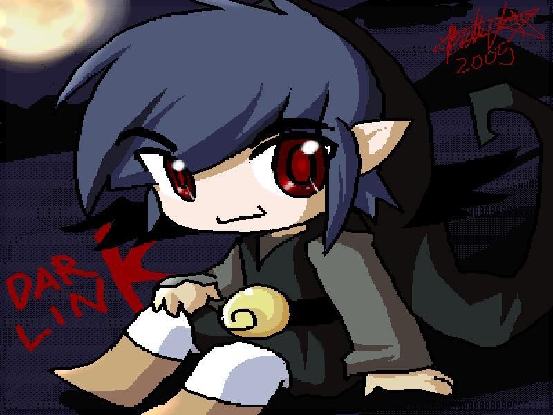 Blue-haired Character with Red Eyes — Purple