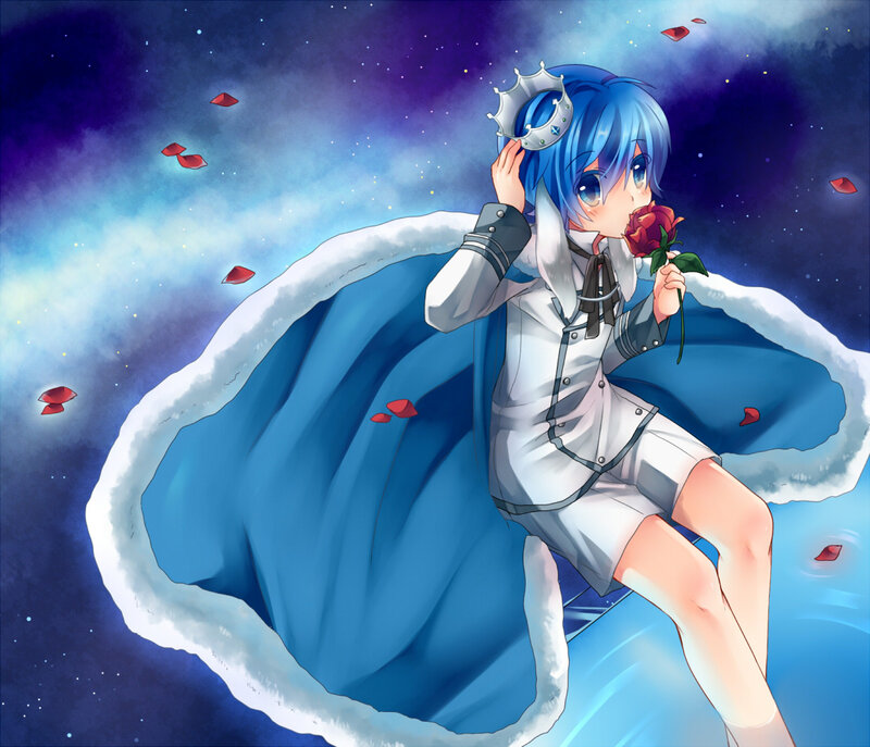 Blue-haired Character with Rose