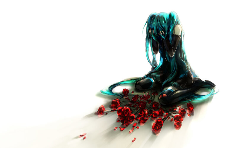 Blue-haired Character with Roses — Blue