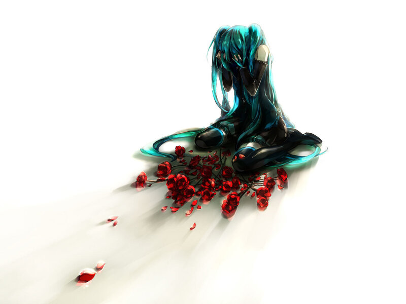 Blue-haired Character with Roses — Cyan