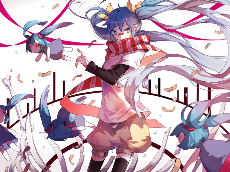 Blue-haired Character with Scarf