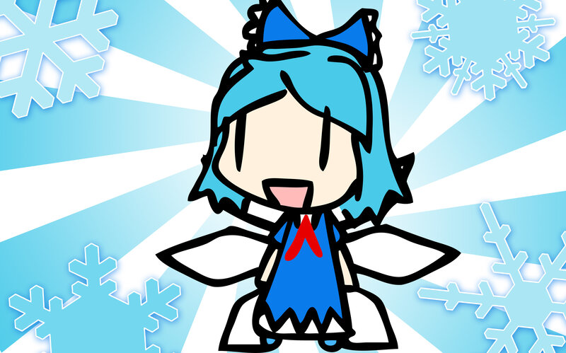 blue-haired character with snowflakes