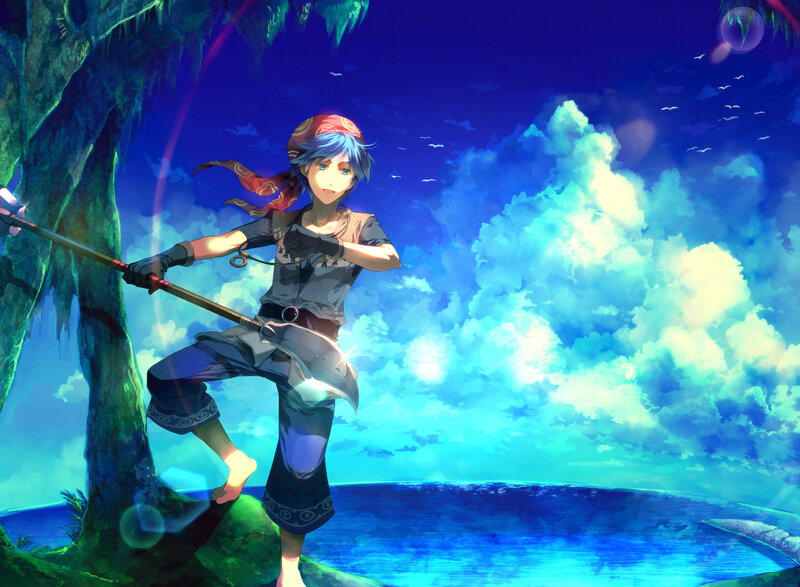 Blue-haired Character with Staff
