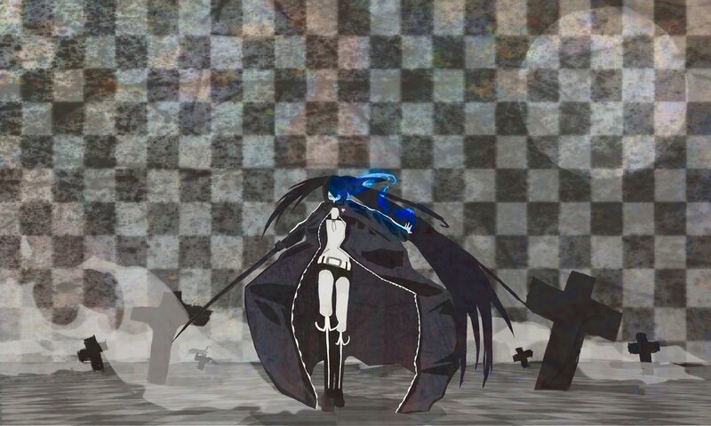 Blue-haired Character with Sword — Black