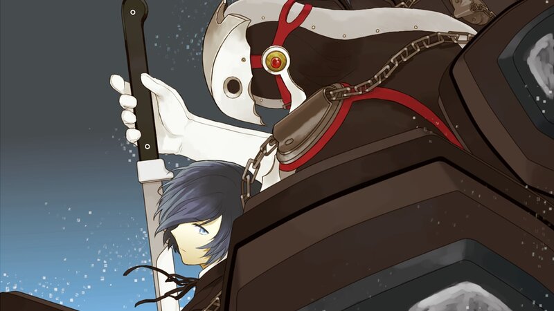 Blue-haired Character with Sword — Brown, Dramatic