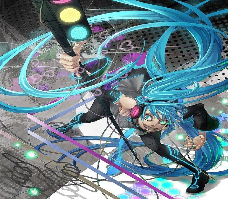 Blue-haired Character with Traffic Light