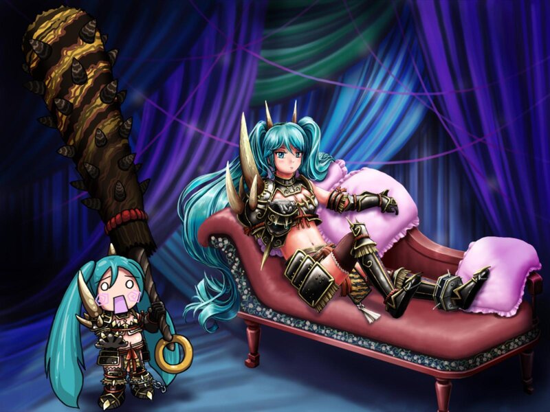 Blue-haired Character with Weapon — Blue