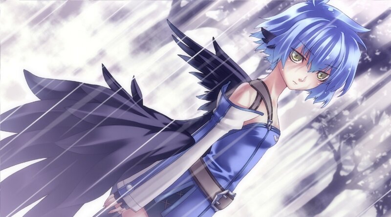 Blue-haired Character with Wings — Blue, Dramatic, Anime